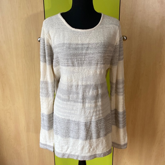 New Calvin Klein Jeans Striped Split-Back Sweater - Picture 1 of 7